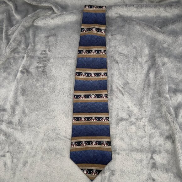 Evan-Picone Abstract Men’s Necktie Blue and Gold 100% Silk Length 58" - Picture 1 of 8